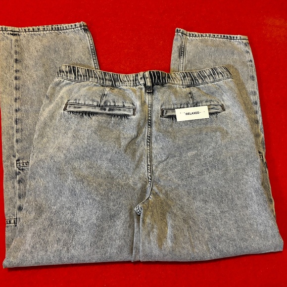 Zara light blue belted denim loose relaxed jeans pants made in Europe NWT - Picture 9 of 11